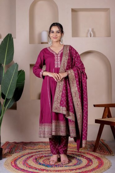 ZEHRA WINE ANARKALI KURTA SET