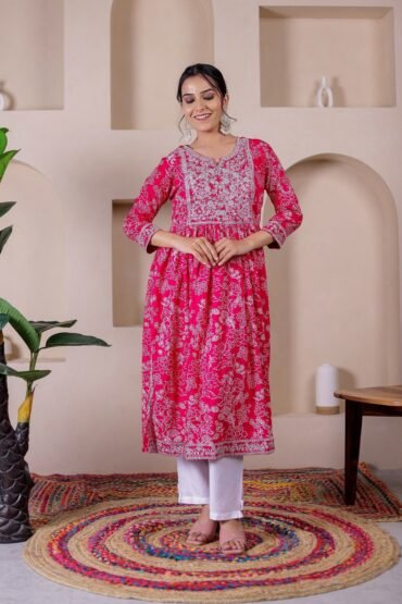 CRIMSON FLORAL KURTA SET